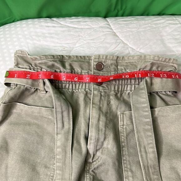 Zara Khaki High Rise Tie Belted Paper Bag Shorts Womans s 6. NEEDS new zipper - Picture 11 of 16
